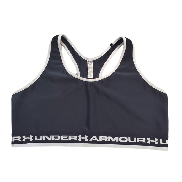 Under Armour Other - UNDER ARMOUR Racerback Black White Workout Bra Top Size XL - 38/40